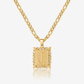 Embossed Initial Necklace w/ Figaro Chain | Necklaces by DORADO