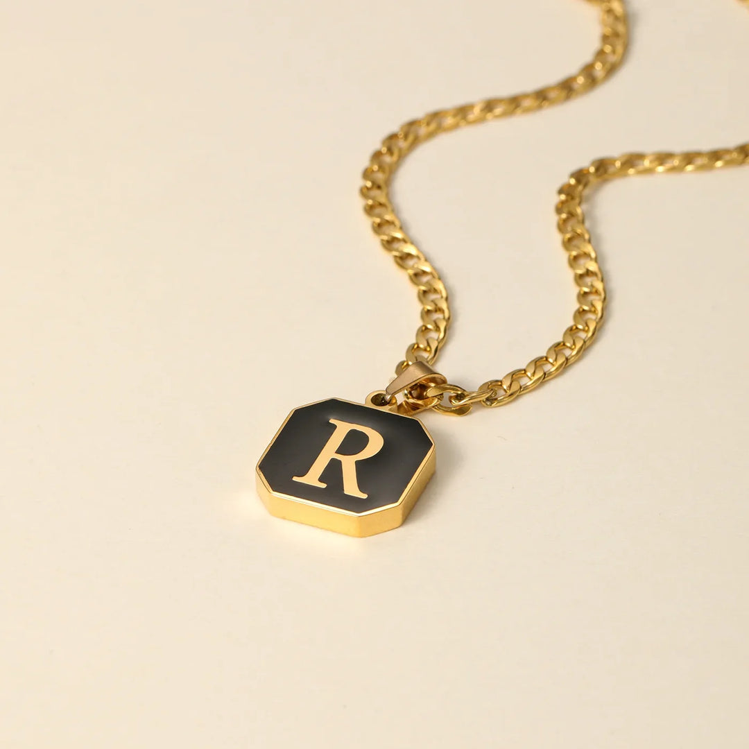Men's Octagon Initial Pendant Necklace w/ Cuban Chain | DORADO