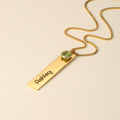 Kids Engraved Bar Birthstone Necklace | DORADO