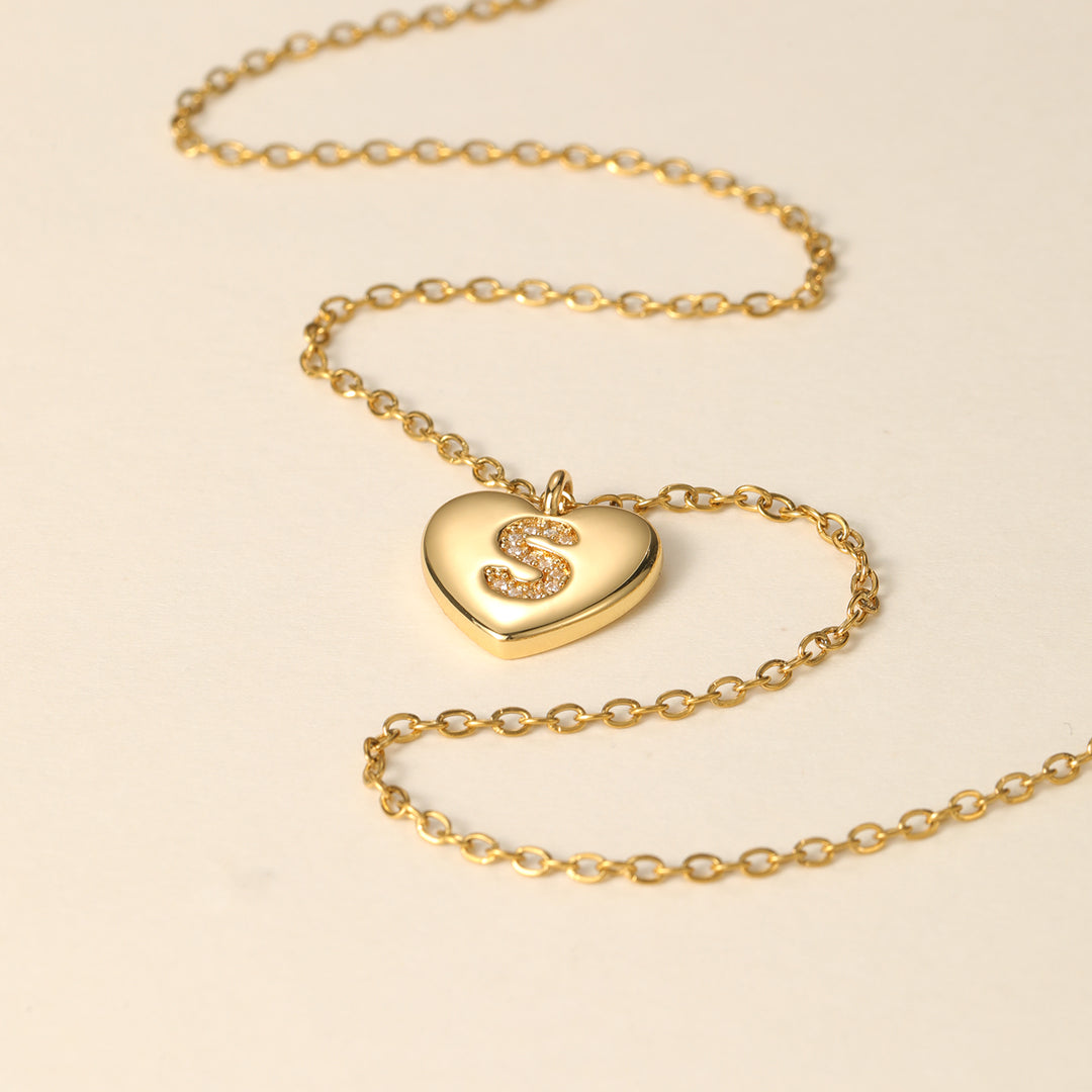 Kids Heart Initial Pendant Necklace | DORADO