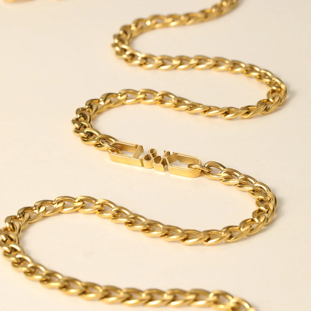 Mens Initial Tag Necklace w/ Cuban Chain | DORADO