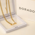 Mens Initial Tag Necklace w/ Cuban Chain | DORADO