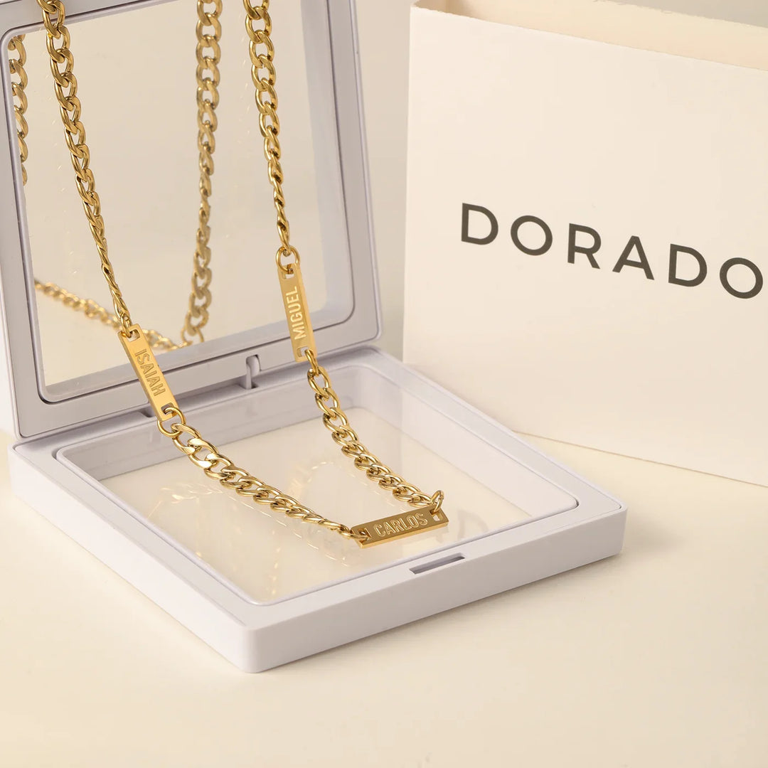 Mens Multi Name Necklace w/ Cuban Chain | DORADO