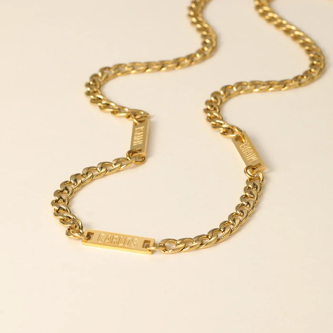 Mens Multi Name Necklace w/ Cuban Chain | DORADO