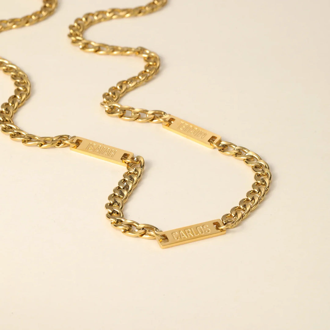 Mens Multi Name Necklace w/ Cuban Chain | DORADO
