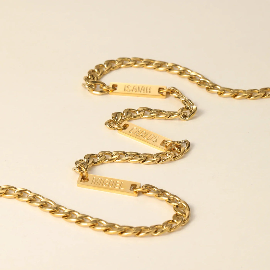 Mens Multi Name Necklace w/ Cuban Chain | DORADO