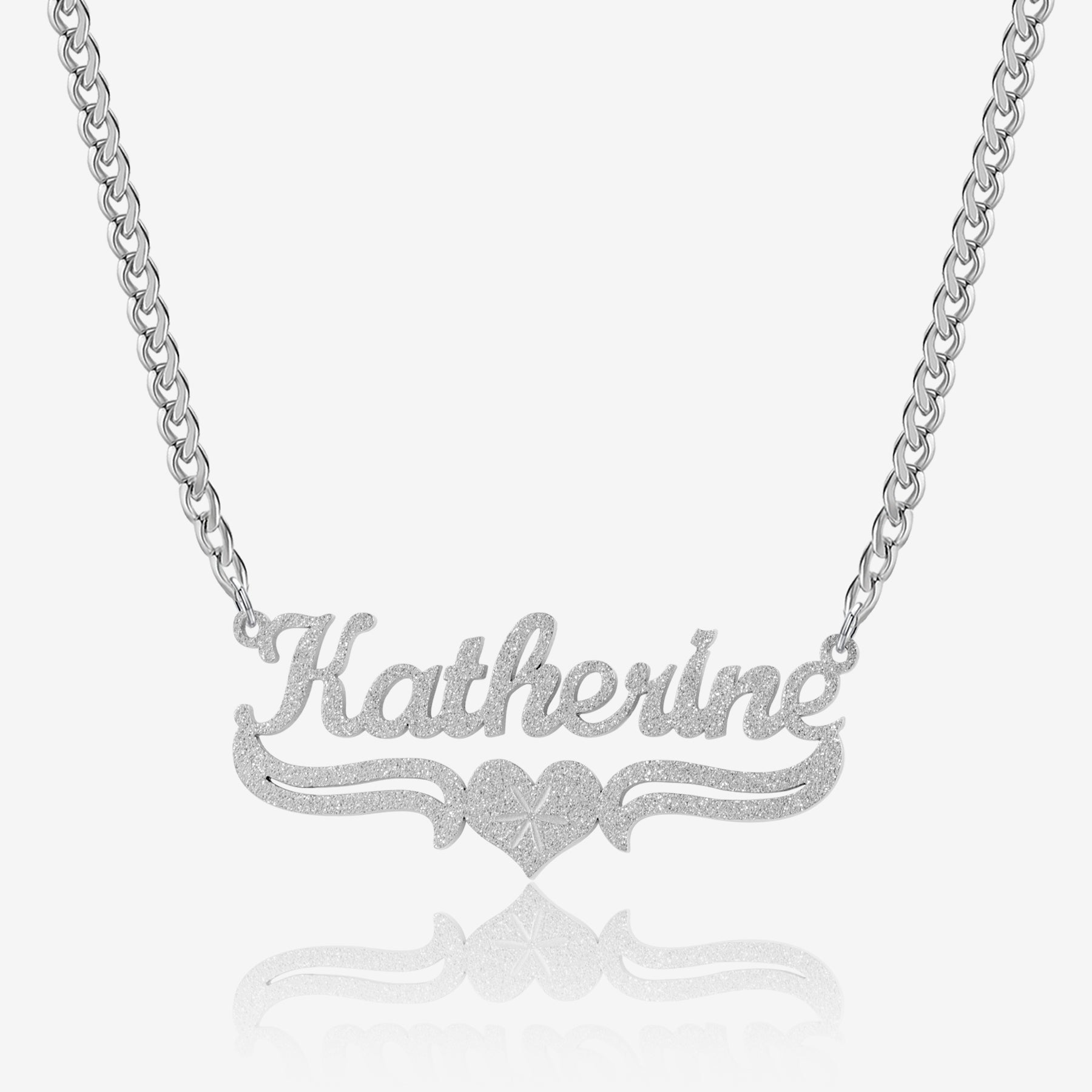 Diamond Cut Love Heart Name Necklace | Necklaces by DORADO