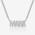 Diamond Cut Block Name Necklace