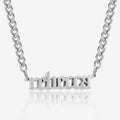 Thick Gothic Nameplate Necklace w/ Cuban Chain