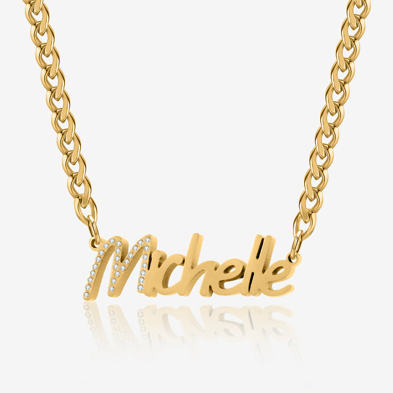 Thick Nameplate Necklace w/ Cuban Chain | Necklaces by DORADO