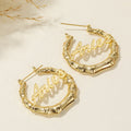 Bamboo Script Name Hoop Earrings