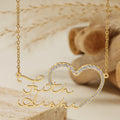 Iced Heart Double Script Name Necklace