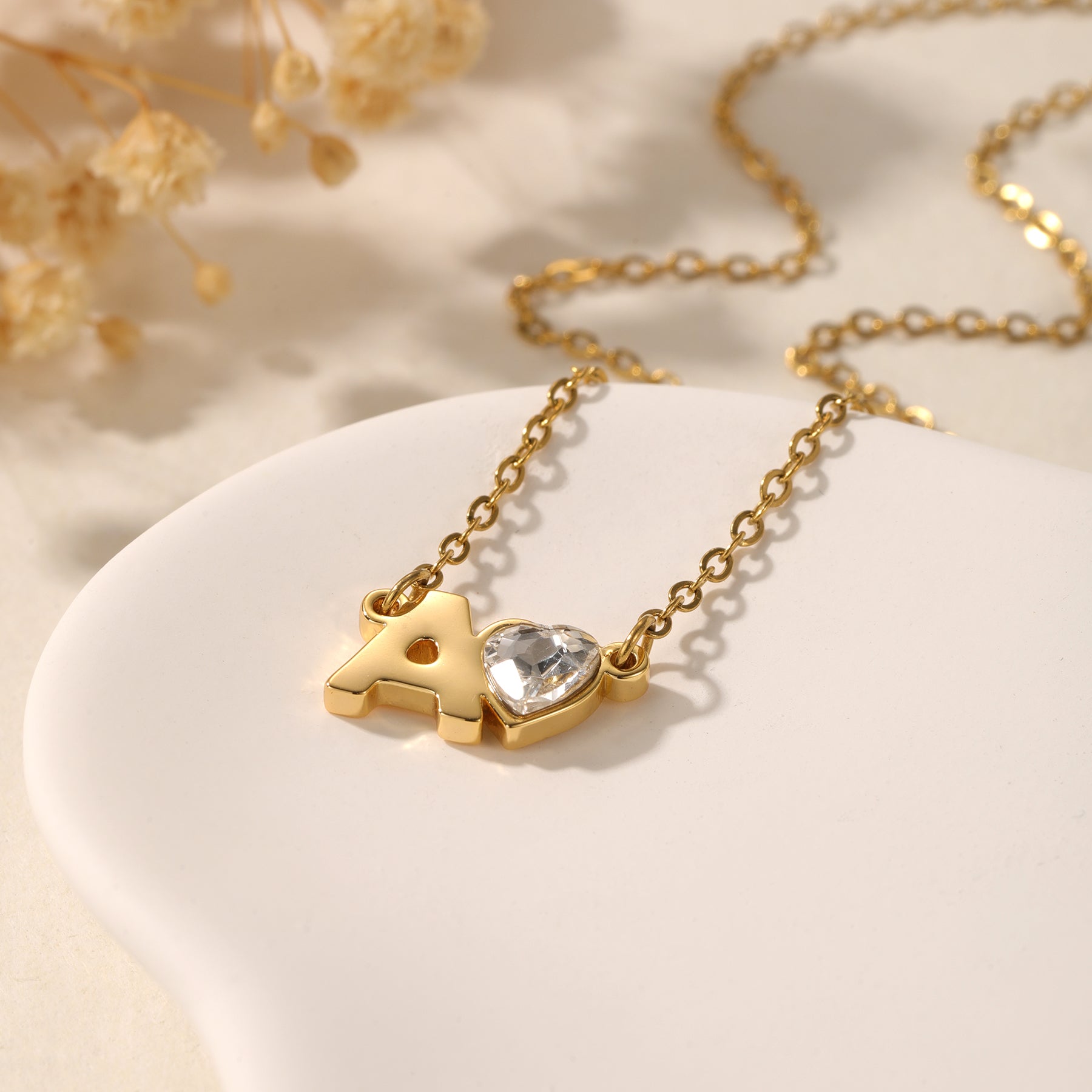 Initial Heart Birthstone Necklace | Necklaces by DORADO