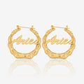 Bamboo Script Name Hoop Earrings | Earrings by DORADO