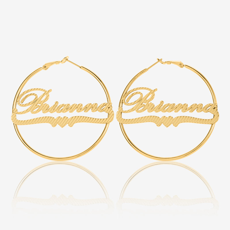 Classic Heart Name Hoop Earrings