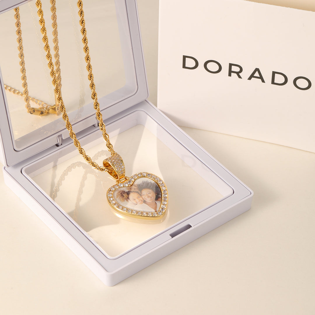 Iced Heart Photo Pendant w/ Engrave