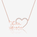 Iced Heart Double Script Name Necklace