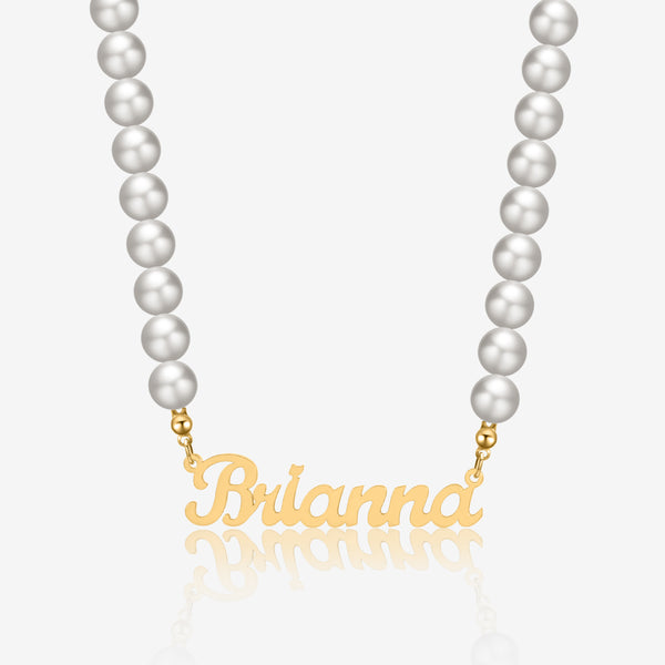 Custom Name Necklace w/ Pearl Chain | Necklaces by DORADO