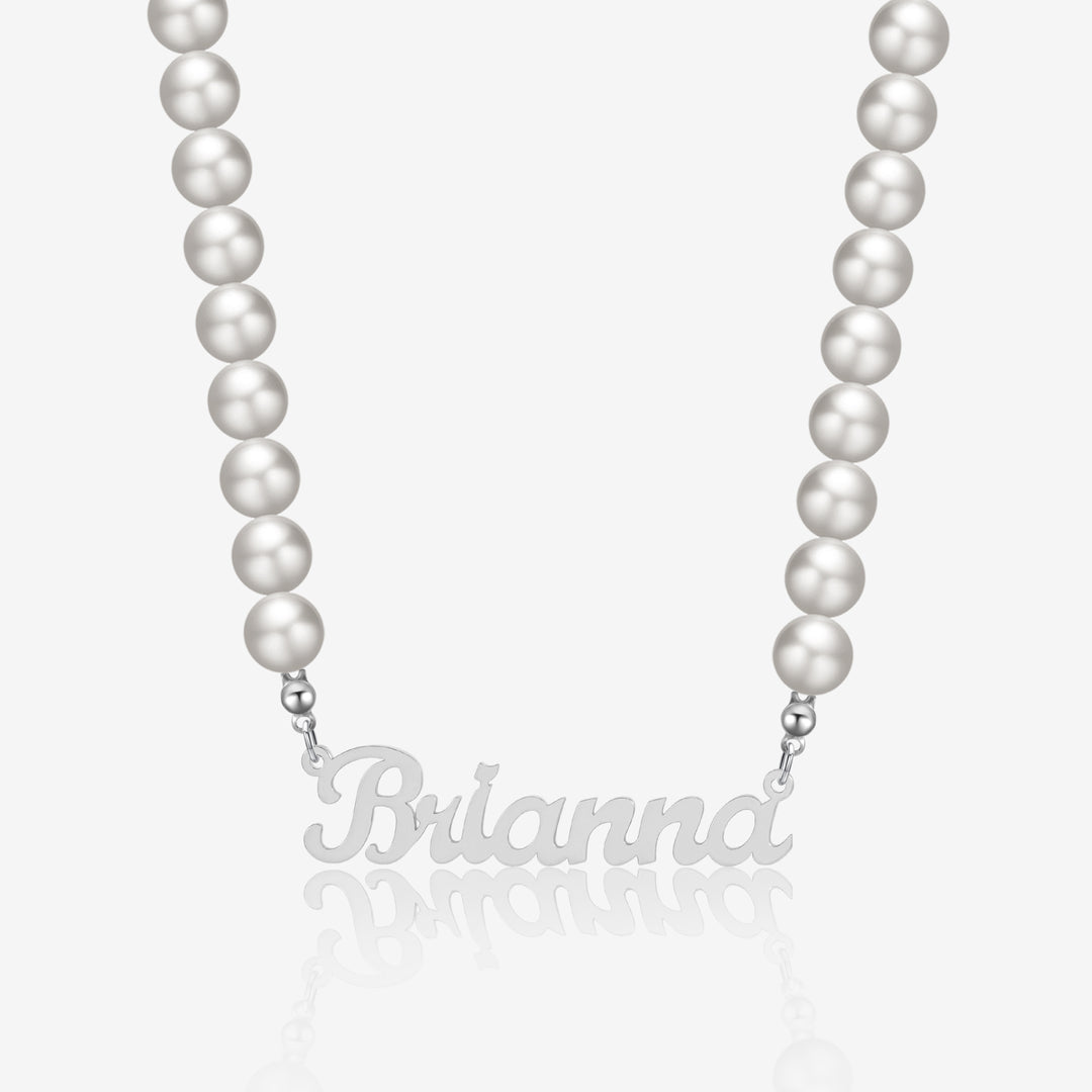 Custom Name Necklace w/ Pearl Chain | Necklaces by DORADO