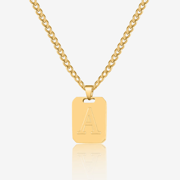 Minimal Initial Pendant Necklace w/ Cuban Chain | Necklaces by DORADO