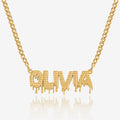 Drippy Name Necklace w/ Figaro Chain