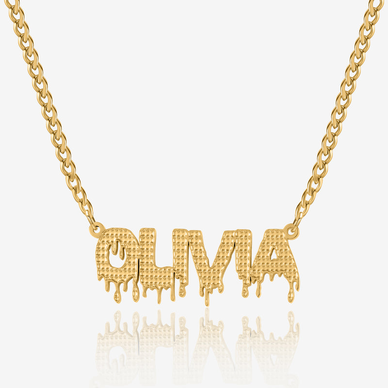 Drippy Name Necklace w/ Cuban Chain | Necklaces by DORADO