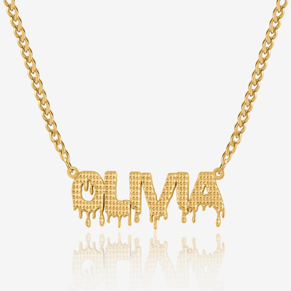 Drippy Name Necklace w/ Cuban Chain | Necklaces by DORADO