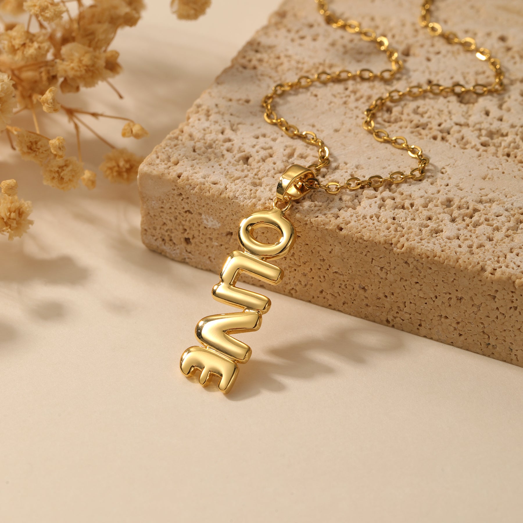 Vertical Bubble Name Necklace | Necklaces by DORADO