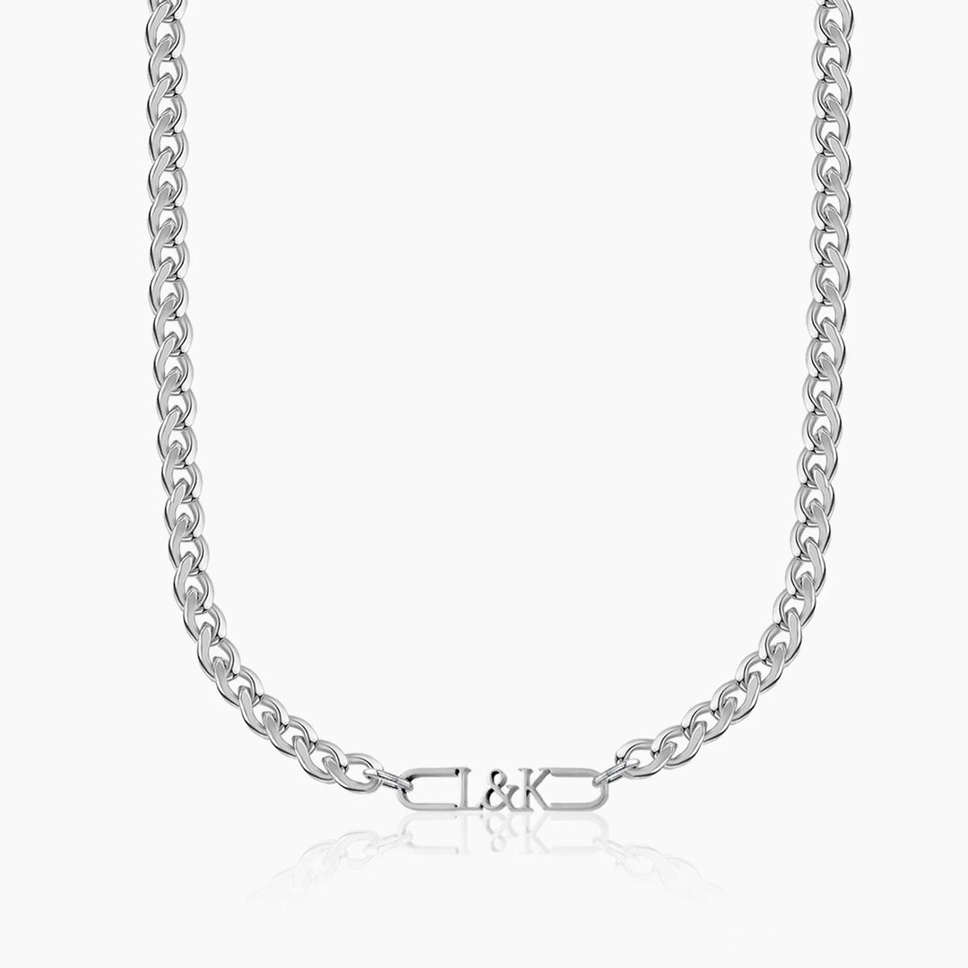 Mens Initial Tag Necklace w/ Cuban Chain | DORADO