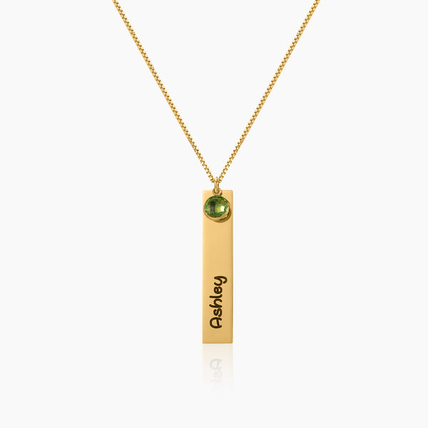 Kids Engraved Bar Birthstone Necklace | DORADO