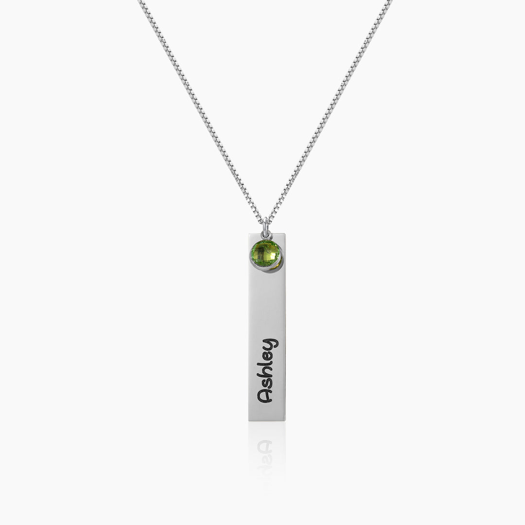 Kids Engraved Bar Birthstone Necklace | DORADO