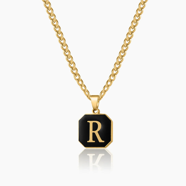 Men's Octagon Initial Pendant Necklace w/ Cuban Chain | DORADO