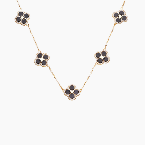 Iced Black Ventura Clover Necklace | Necklaces by DORADO