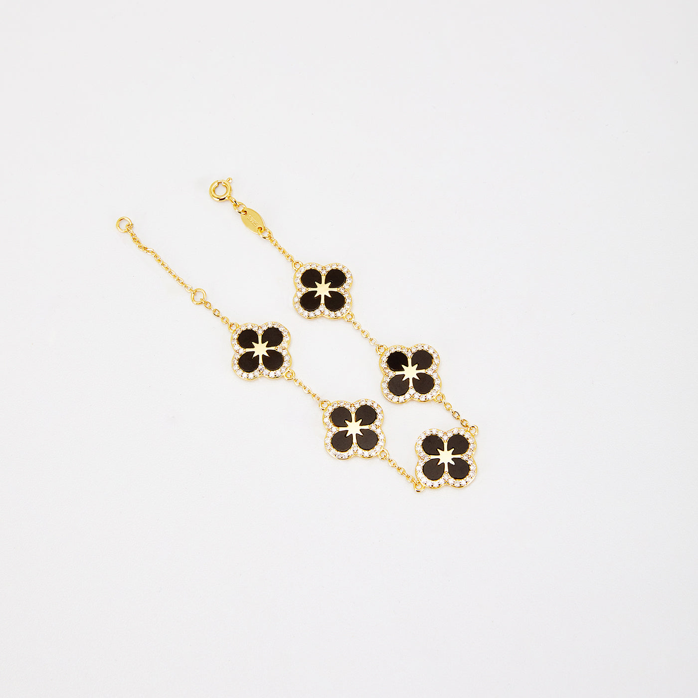 Iced Black Ventura Clover Bracelet | Bracelets by DORADO