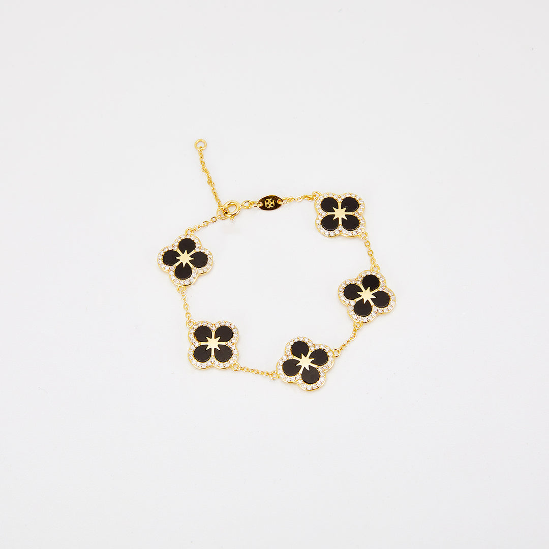 Iced Black Ventura Clover Bracelet | Bracelets by DORADO