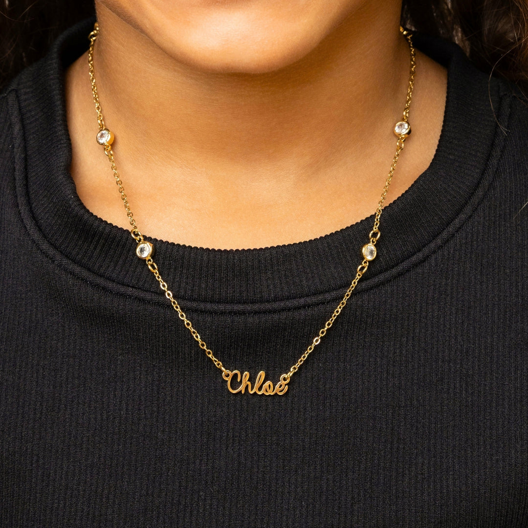 Kids Crystals Name Necklace