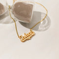 Kids Double Plated Heart Name Necklace w/ Cuban Chain | DORADO