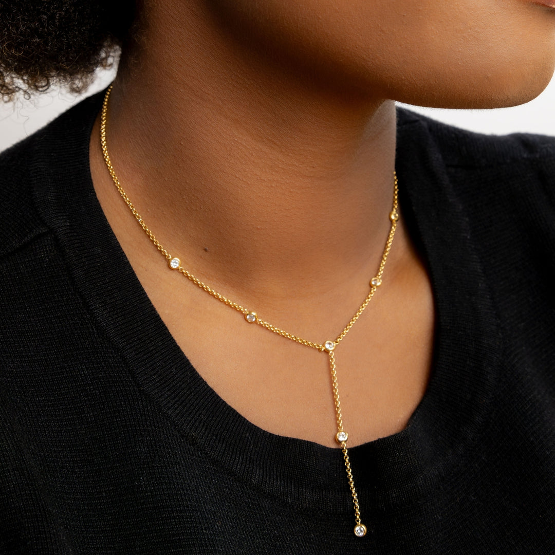 Bezel Stone Drop Necklace
