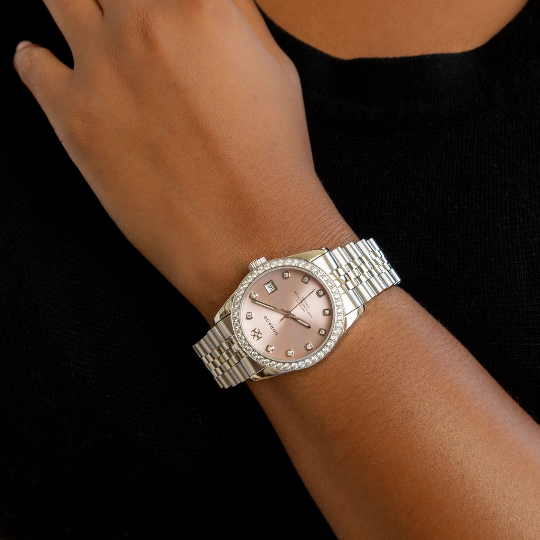 DORADO Iced Silver Timeless Watch - Pink