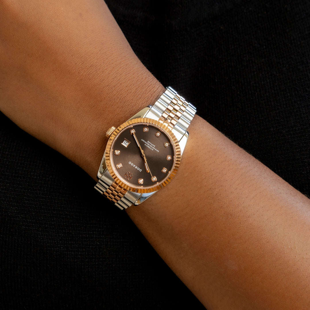 DORADO Rose Two Tone Timeless Watch - Chocolate