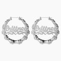 Double Plated Heart Outline Bamboo Name Hoop Earrings