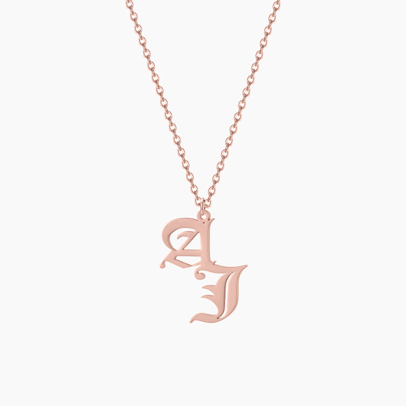 Gothic Two Letter Necklace | Necklaces by DORADO