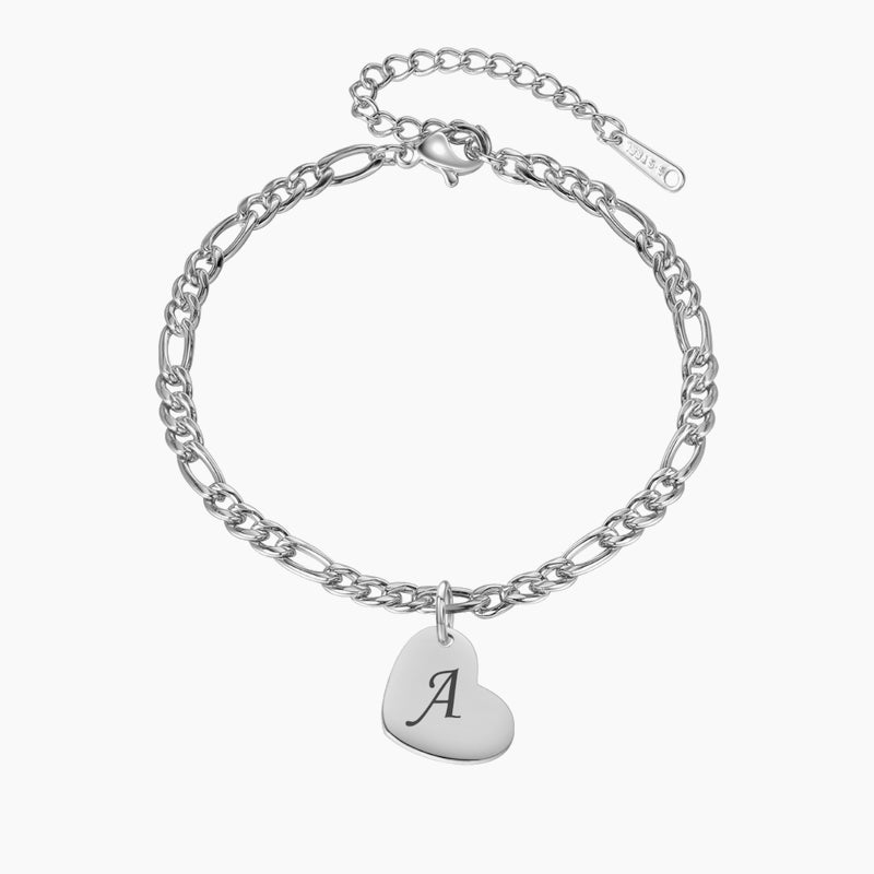 Heart Initial Engraved Anklet