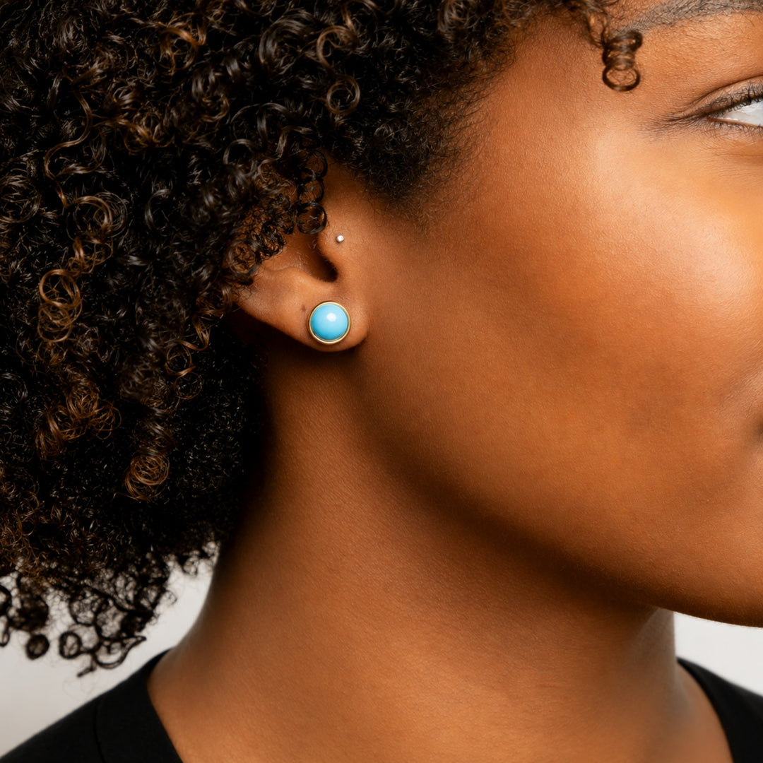 Heirloom Turquoise Bezel Stud Earrings | DORADO