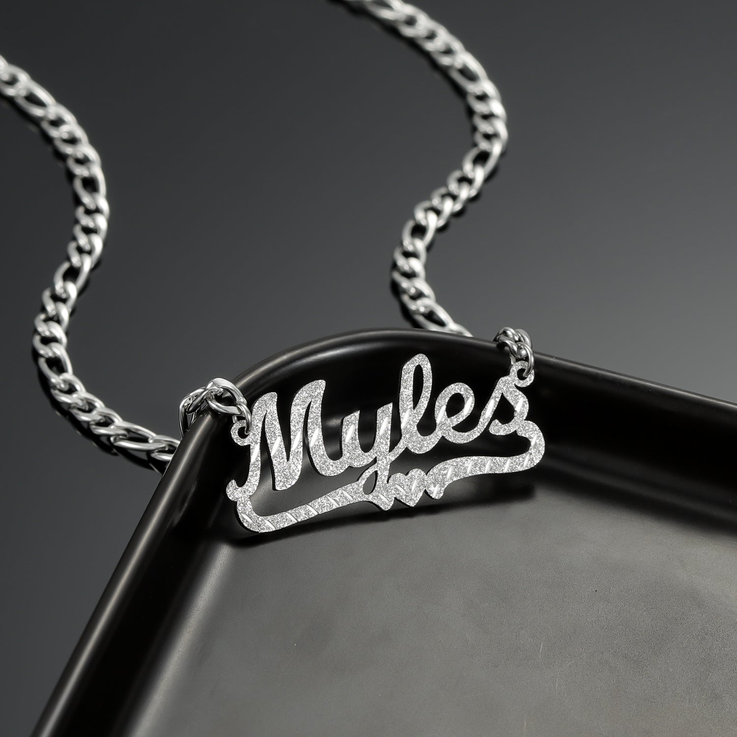 Name necklace silver deals diamond