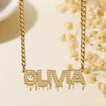 Drippy Name Necklace w/ Figaro Chain