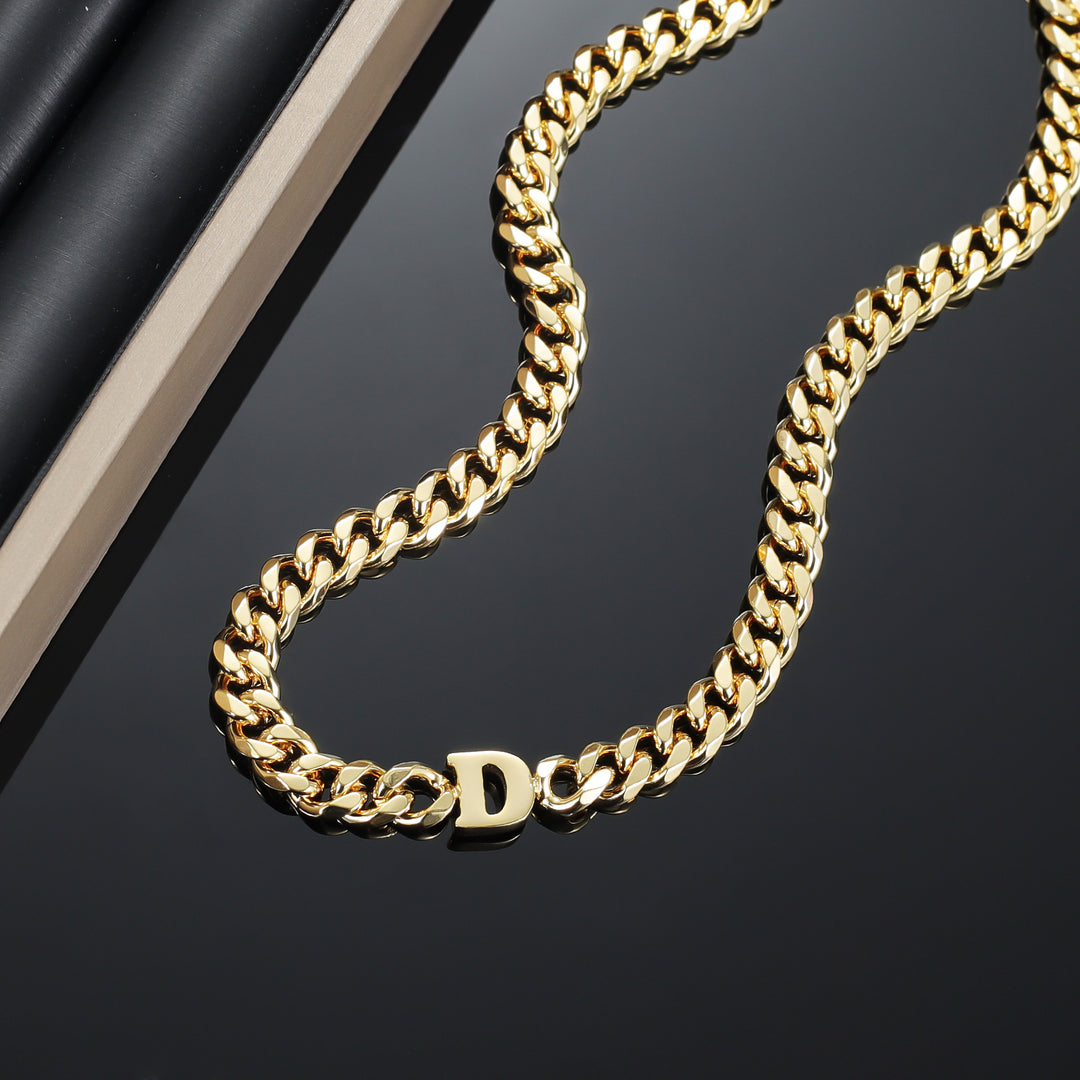 Letter Choker w/ XL Cuban Chain | Necklaces by DORADO