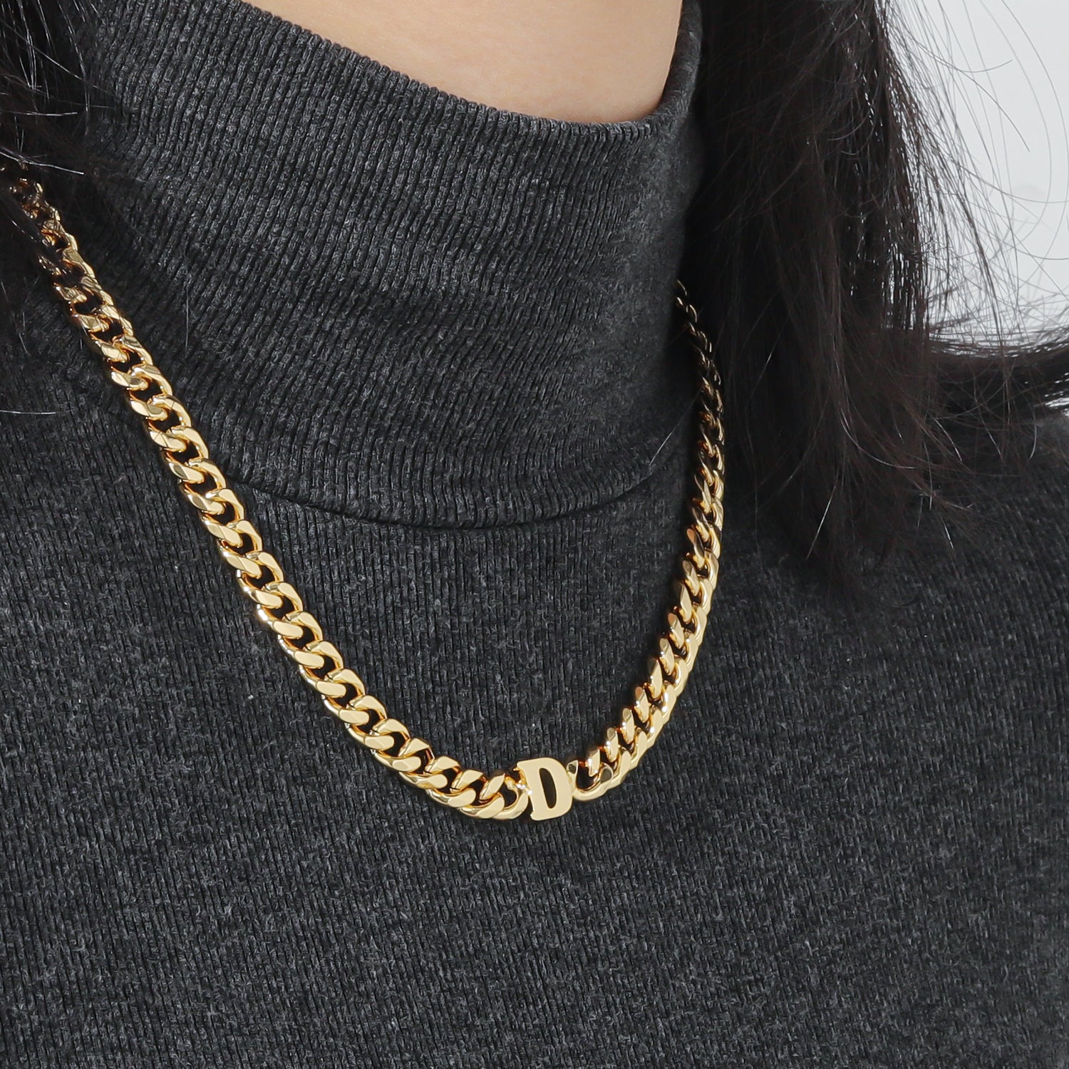 Letter Choker w/ XL Cuban Chain | Necklaces by DORADO
