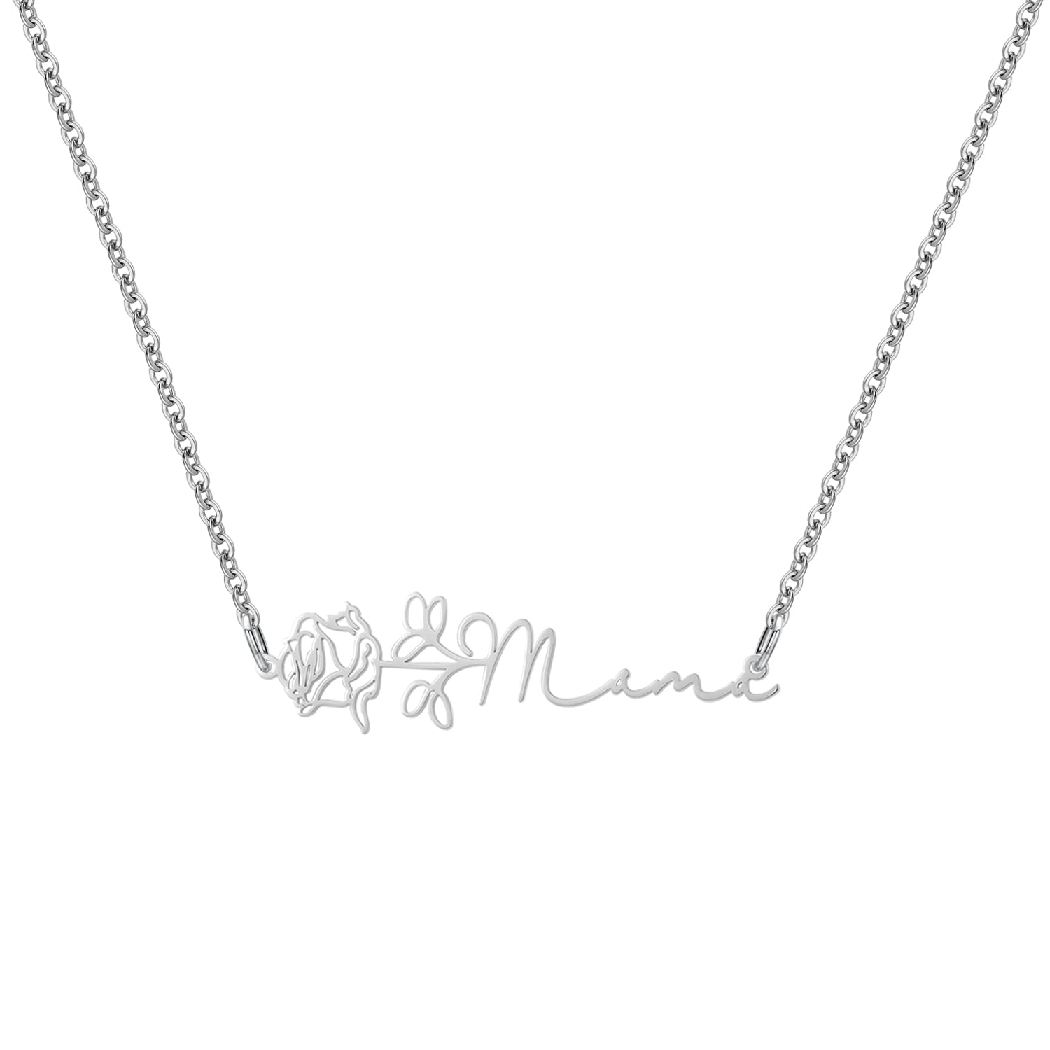Birth Flower Horizontal Name Necklace | Dorado Fashion