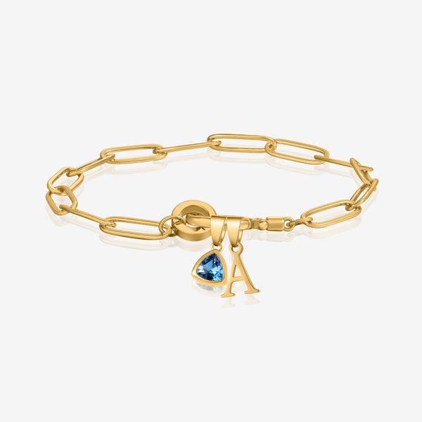 Initial Birthstone w/ Paper Clip Bracelet | Bracelets by DORADO